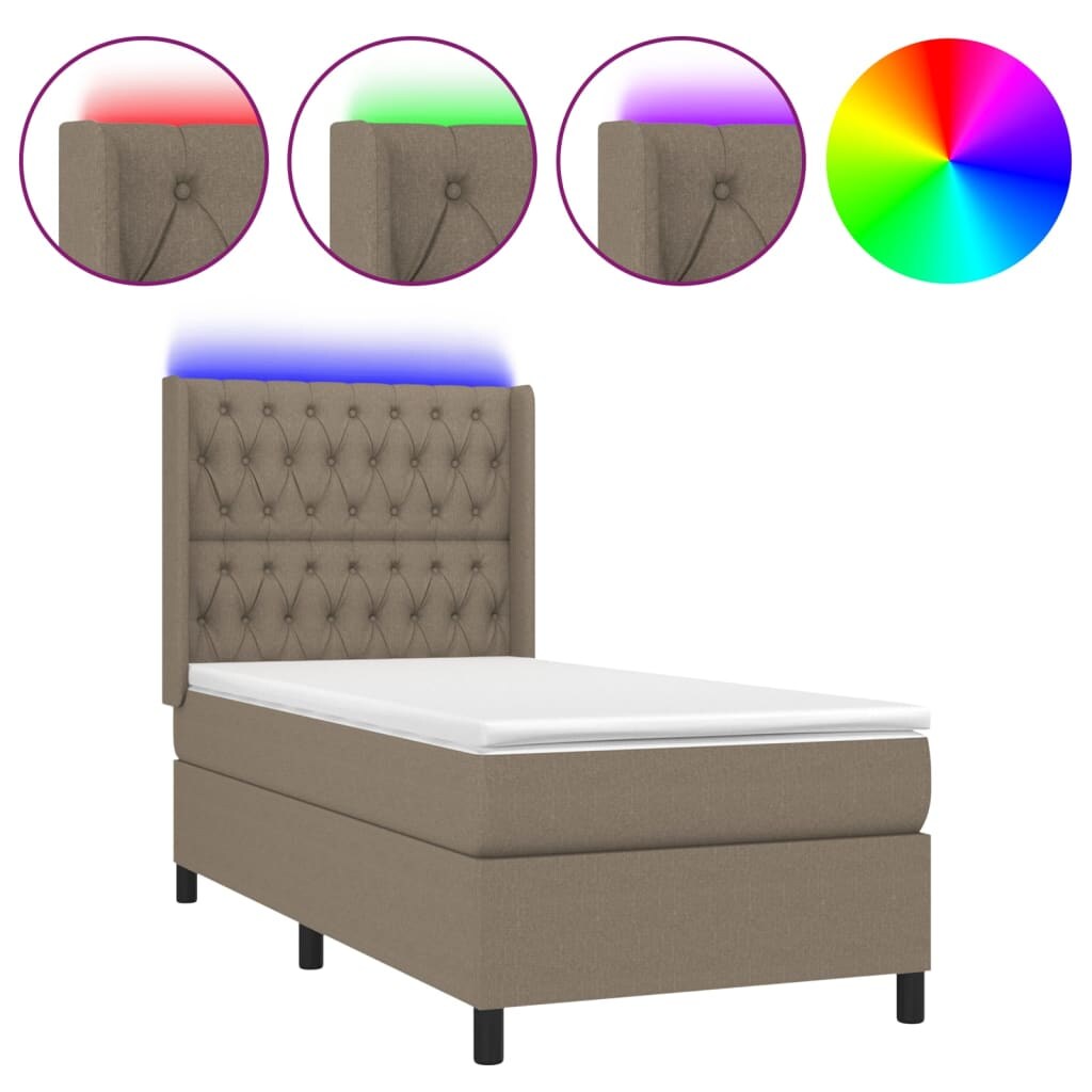 vidaXL Boxspringbett mit Matratze & LED Taupe 80x200 cm Stoff Image