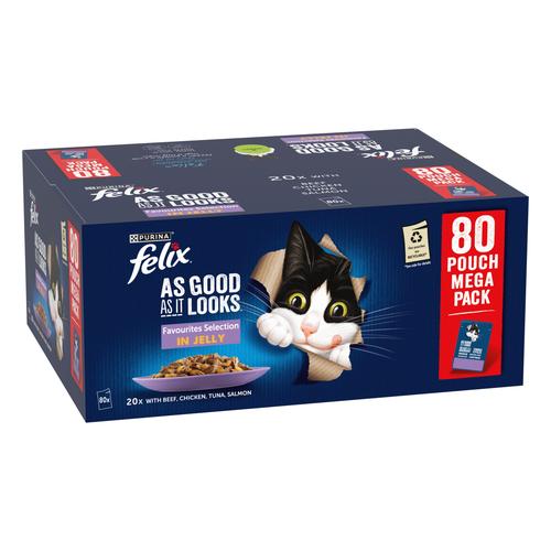 80x85g Favourites Selection in Jelly Felix As Good As It Looks Wet Cat Food