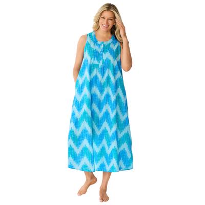 Plus Size Women's Dreams & Co® Bib Lounger by Dreams & Co. in Crystal Sea Chevron (Size 4X)