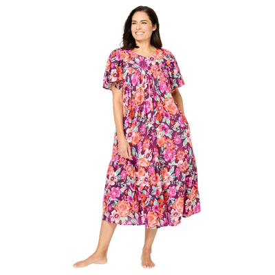 Plus Size Women's Only Necessities® Gauze Lounger by Only Necessities in Boysenberry Floral (Size 1X)