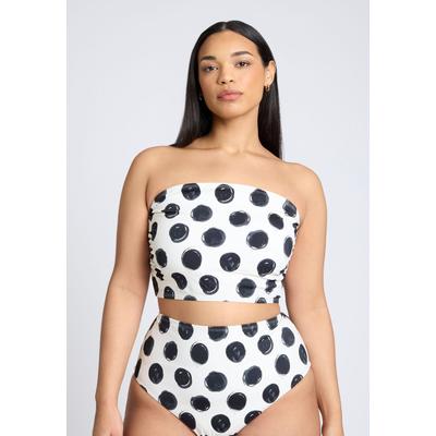 Plus Size Women's Strapless Tankini by ELOQUII in Black White Dot (Size 24)