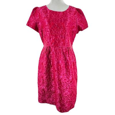 J. Crew Dresses | J.Crew Collection Dress Size 12 Pink 36% Silk Floral Puff Sleeve A-Line Cocktail | Color: Pink | Size: 12