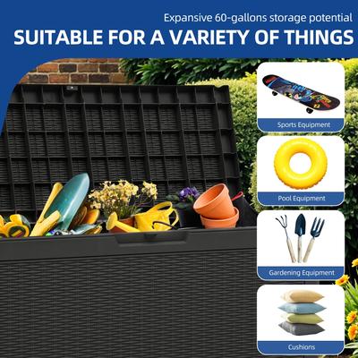 60 Gallon Resin Rattan Deck Box - 60 Gal