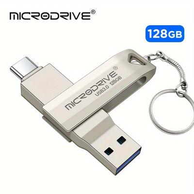 TEMU Microdrive Brand High Speed 2in 1 Otg Type-c Usb3.0 Flash Drive 64gb 128gb Type-c Usb3.0 Pendrive For Key Ring