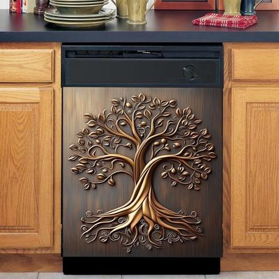 TEMU Stylish Tree Of Life Dishwasher And Fridge Cover â€“ Floral Kitchen Decor To Your Home And Guests At !