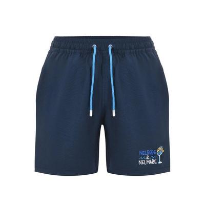 Logo Patch Drawstring Swim Shorts - Blue - Mc2 Saint Barth Beachwear