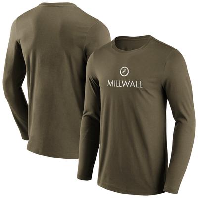 Millwall Wordmark Logo Graphic Langarm-T-Shirt – Khaki – Herren Image