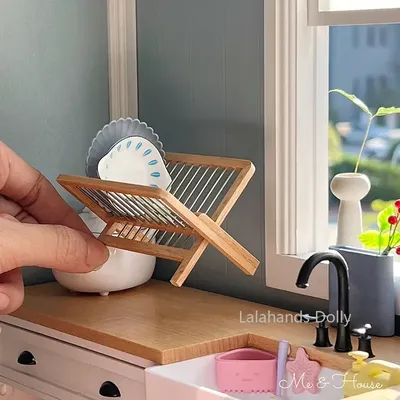 Dollhouse Mini Tray/Kitchen Drain Rack Model for 1/6Blyth/BJD/OB11 Dollhouse Furniture Decoration