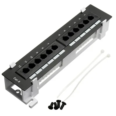 Network Tool Kit 12 Port CAT6 Patch Panel RJ45 Networking Wall Mount Rack with Surface Wall Mount
