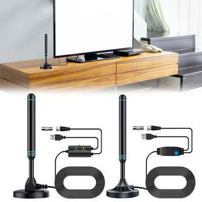 4K/1080P HD Digital TV Antenna with Signal Amplifier 480+ Miles Indoor Outdoor Antenna Magnetic Base
