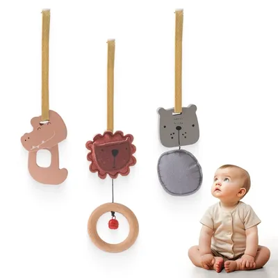 Baby Play Gym Wooden Cartoon Baby Rattle Baby Comfort Toy Baby Room Decoration Hang Pendant Baby