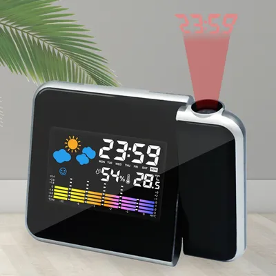 Projection Clock Adjustable Projection Angle Digital LED Projector with Night Backlight for Home