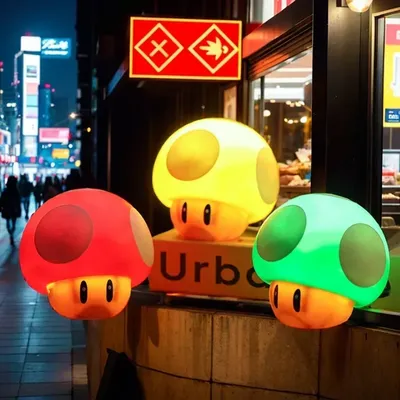 Super Mario Bros Anime Night Lamp LED Sound Question Mark Mushroom Light Action Figures Toy Cute