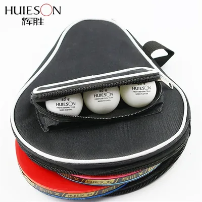 Huieson Empty Double Size Gourd Shape Oxford Cloth Table Tennis Racket Case with Zipper Outer Pouch