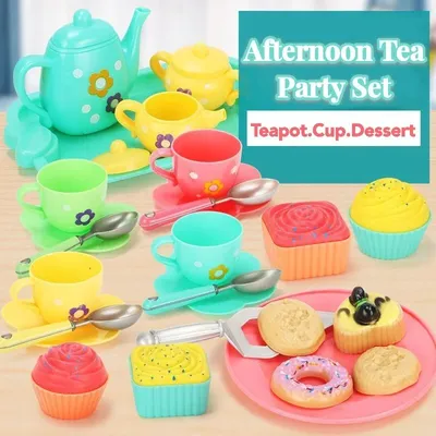 Kids Pretend Play Tea Party Set Play Food Accessories Teapot Cup Tea Set Toy Kitchen Early