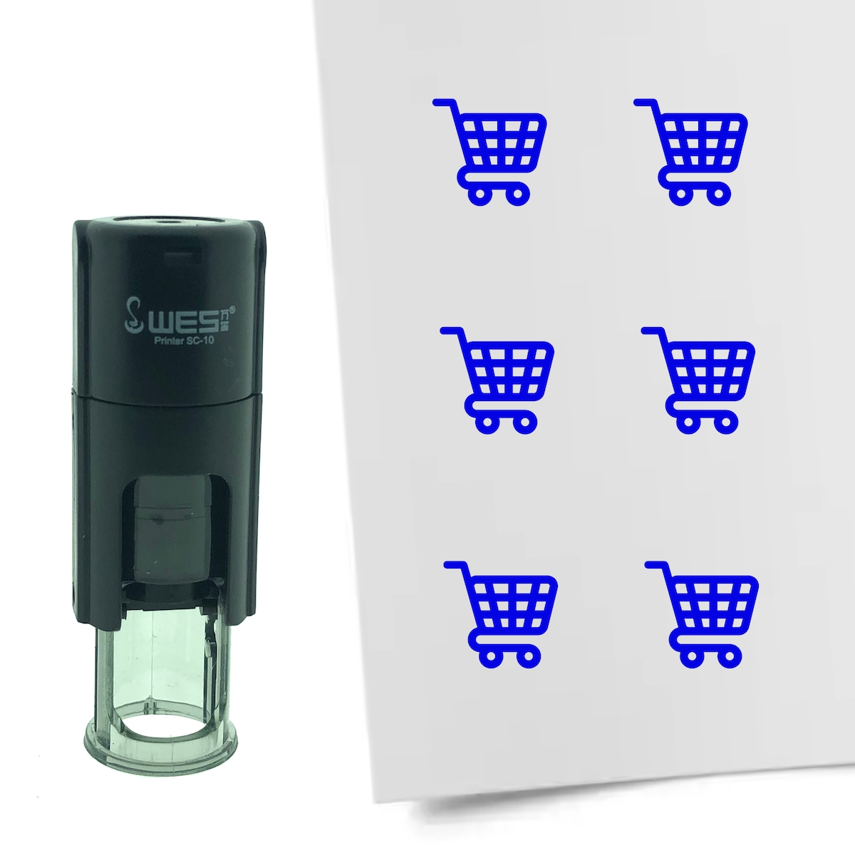 CombiCraft Selbstfärbender Stempel 'Einkaufswagen' in der Farbe Blau, Ø10mm Image