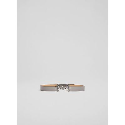 Deena Gunmetal Leather Belt, Grey