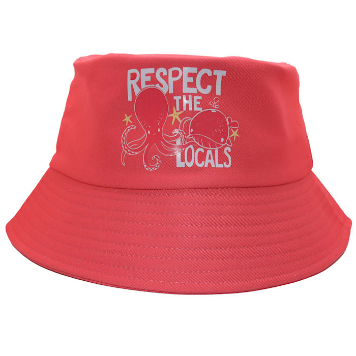 Zanden Respect The Locals Coral Youth Bucket Hat, Small/Medium