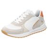 Keilsneaker RIEKER SPORT, Damen, Gr. 38, weiß, creme, orange, Glattleder, Veloursleder, kontrastfarbene Details, sportlich, Schuhe, Halbschuh, Schnürschuh, Freizeitsneaker mit weicher Soft-Einlage, Topseller