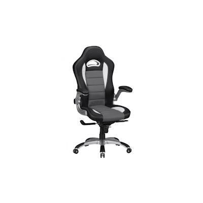 Chefsessel `Bisatzio`, ergonomisch, Kopfstütze, klappbare Armlehnen, bis 120 kg. Schwarz, 65x55x126 cm | Kadima Design Image