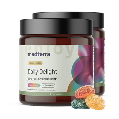 Daily Delight Full Spectrum Hemp Gummies, Multi-Flavored, 33mg, 40 Count by Medterra