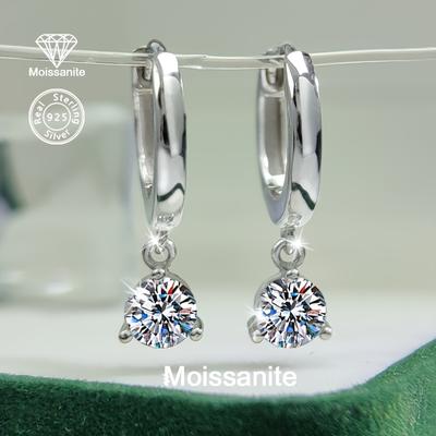 TEMU 925 Silver 1 Carat White Moissanite Earrings Birthday Gift Valentine's Day Christmas Halloween Thanksgiving New Year Daily Vacation Party Wedding Luxury Versatile Women's Ear Jewelry Gift Image