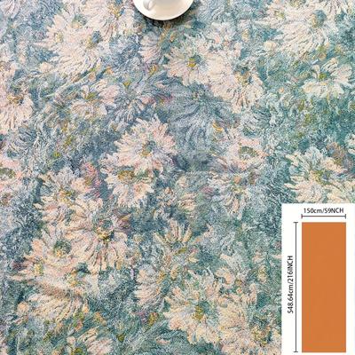TEMU 1pc Viscose Floral Fabric By The Yard, Hand Washable, Flower Pattern, Versatile Material For Diy Crafts, With Custom Length For Quilting, Sewing, Upholstery, Curtains, Bags, Cushions Image