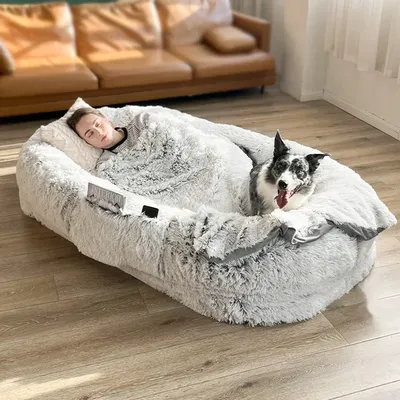Nest Cozy Lazy Beanbag Popular Large One-person Sofa Soft Long Plush Big Human Dog Bed Sofa Adult Elliptical Warm Pet Bed Kennel