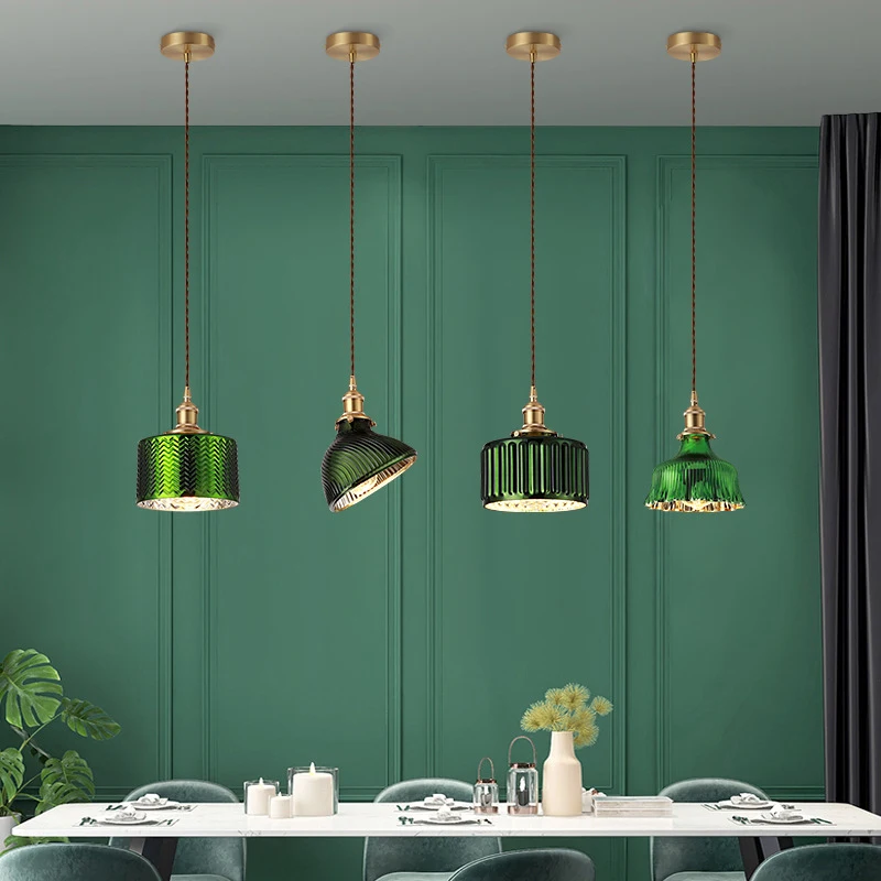 Kupfer Glas Aufhängung Pendel leuchte für Esszimmer Foyer Nacht wohnung nordisch grün Pendel leuchte LED Hängelampe Decke deckenleuchte tischlampe lichterkette deckenlampe lampe wohnzimer kinderzimmer