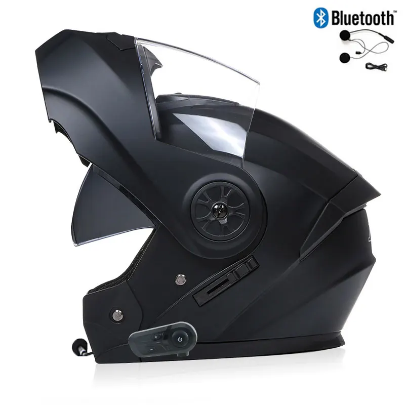 Bluetooth Herren Motorradhelme Full Face Casco für Motorräder Mann Motocross Kask Flip up Casque De Moto DOT Zertifiziertes BLD Image