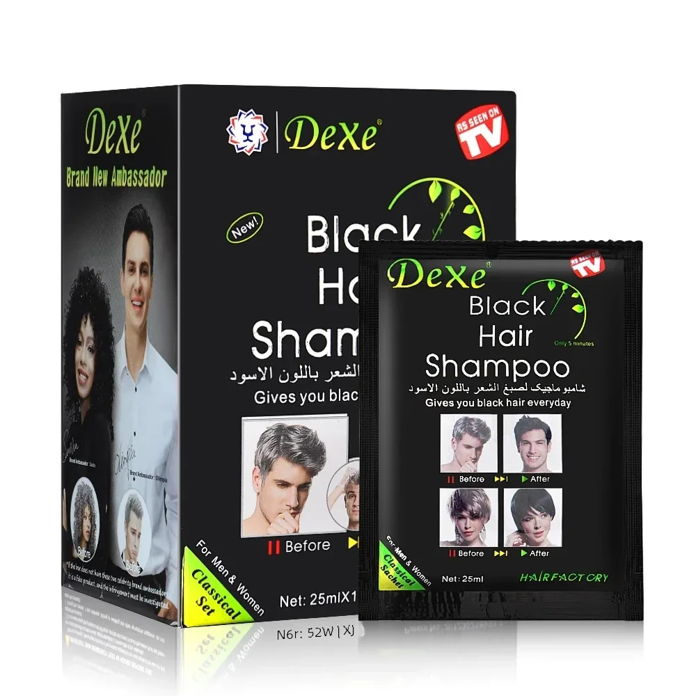 10 Stück Dexe Fast Black Hair Shampoo 5 Minuten Fast Become Black Hair Dye Herb Natural Hair Care Restore Colorant Shampoo Haarpflege