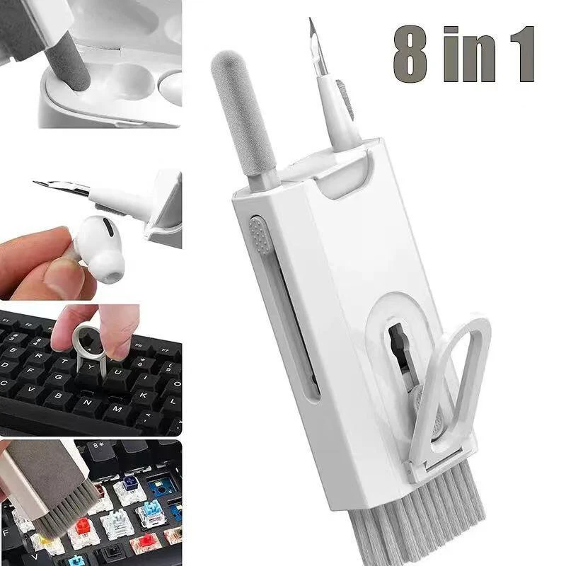 8 In 1 Reinigung Kit Computer Tastatur Reiniger Pinsel Kopfhörer Reinigung Stift Für Headset Telefon Bildschirm Reinigung Werkzeuge Keycap Puller Image