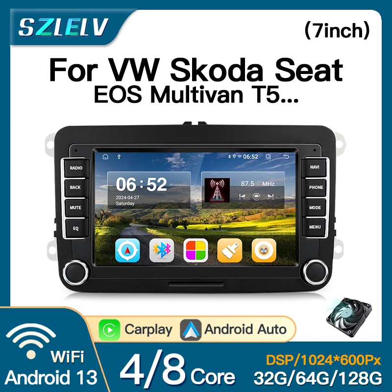 7 Zoll Für VW Volkswagen Amarok Caddy EOS Multivan T5 Carplay Video Player Autoradio Multimedia Auto Radio Android 13 Auto 2 Din Image