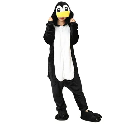 Kigurumi Schwarzer Pinguin Cartoon Pyjamas Onesies Für Erwachsene Frauen Männer Tier Pyjamas Image