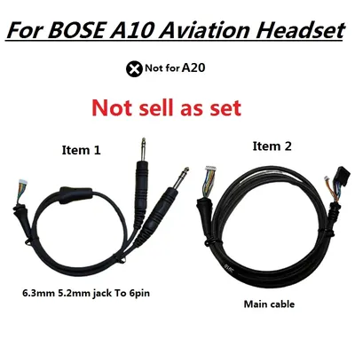 Original-Ersatzteil für Bose A10 Aviation Headset, Ersatz-Stereokabel, 6,3 mm, 5,2 mm Klinke, auf Image