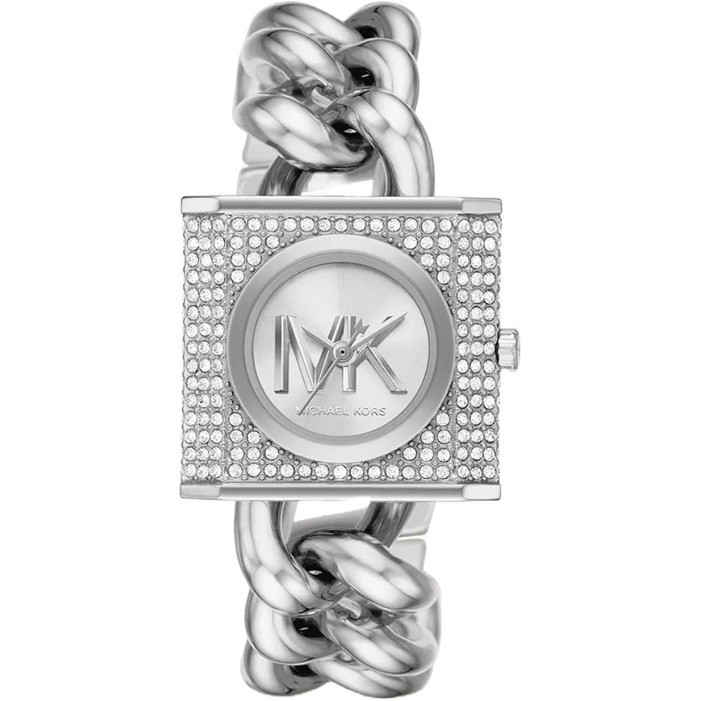 Michael Kors Womens MK4718 Chain Lock Stainless Steel Watch Ladies - Silver - One Size