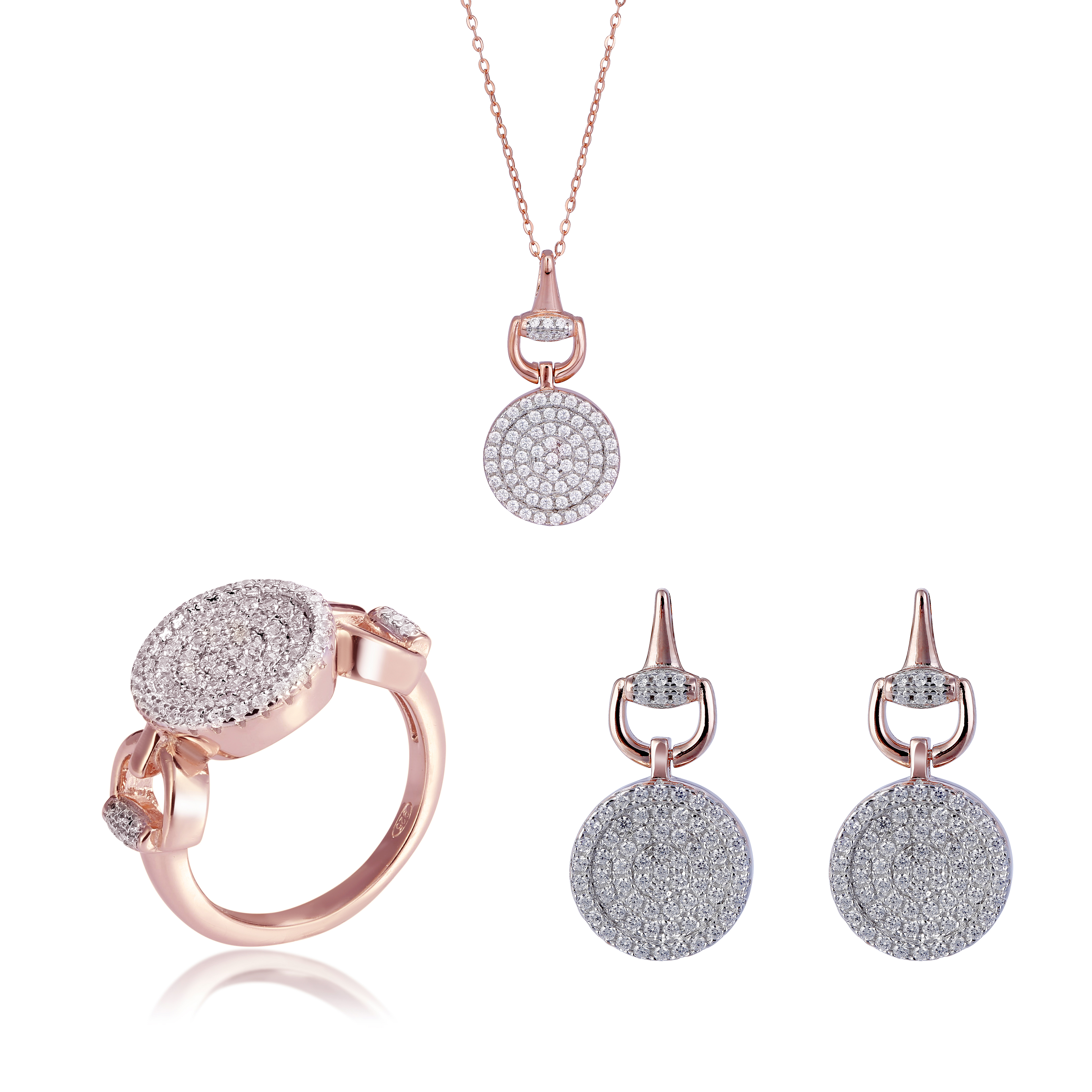 Orphelia 'Alisia' Damen-Set aus 925er Sterlingsilber: Halskette + Ohrringe + Ring – Rosé SET-7420 Image