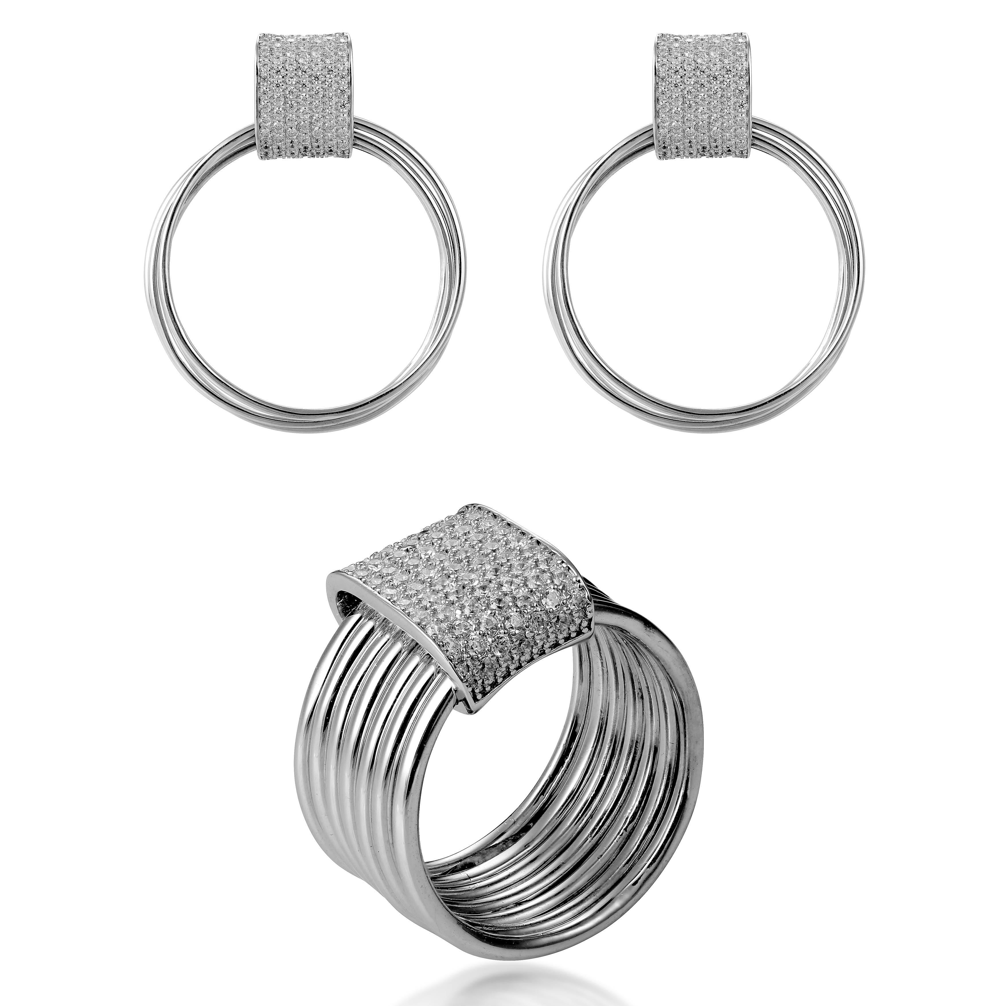 Orphelia 'Eleanor' Damen-Set aus 925er Sterlingsilber: Ohrringe + Ring – Silber SET-7417 Image
