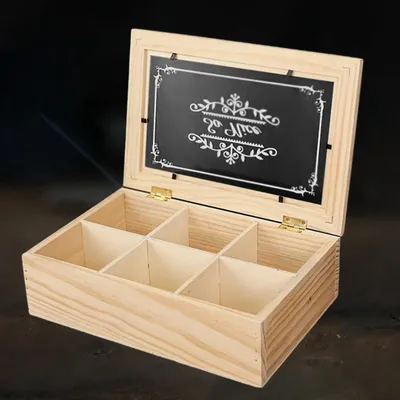 Wooden Tea Box 6 Grids Multifunctional Tea Storage Box with Lid Tea Bag Holder for Home Cabinet
