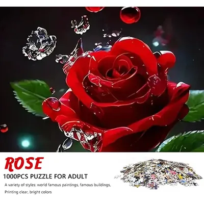 High Quality 70cm*50cm 1000pcs Rose Flower Jigsaw Puzzle Adult Stress Relief Beautiful Landscape