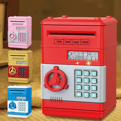 Electronic Piggy Bank Automatic Mini Safe Coins Cash Saving Money Box Password Counter Code Key Lock