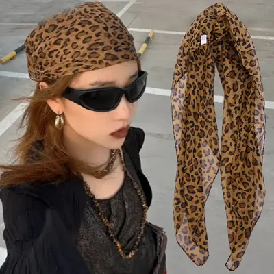 Y2K Retro Leopard Headscarf Women Girl High Quality Comfortable Fashion Headscarf Warm Versatile