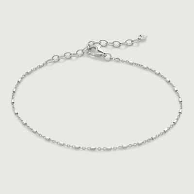 Sterling Silver Barrel Station Chain Bracelet