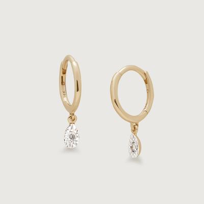 Gold Teardrop Diamond Mini Huggie Earrings Lab Grown Diamond
