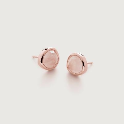 Rose Gold Siren Gemstone Stud Earrings Rose Quartz