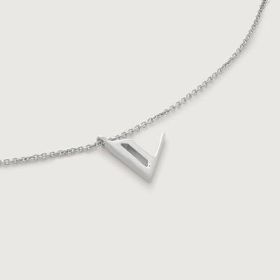 Sterling Silver Initial V Chain Necklace