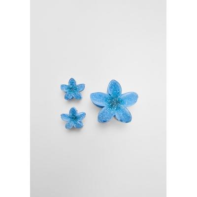 Stradivarius Set of 3 floral hair clips Blue OS