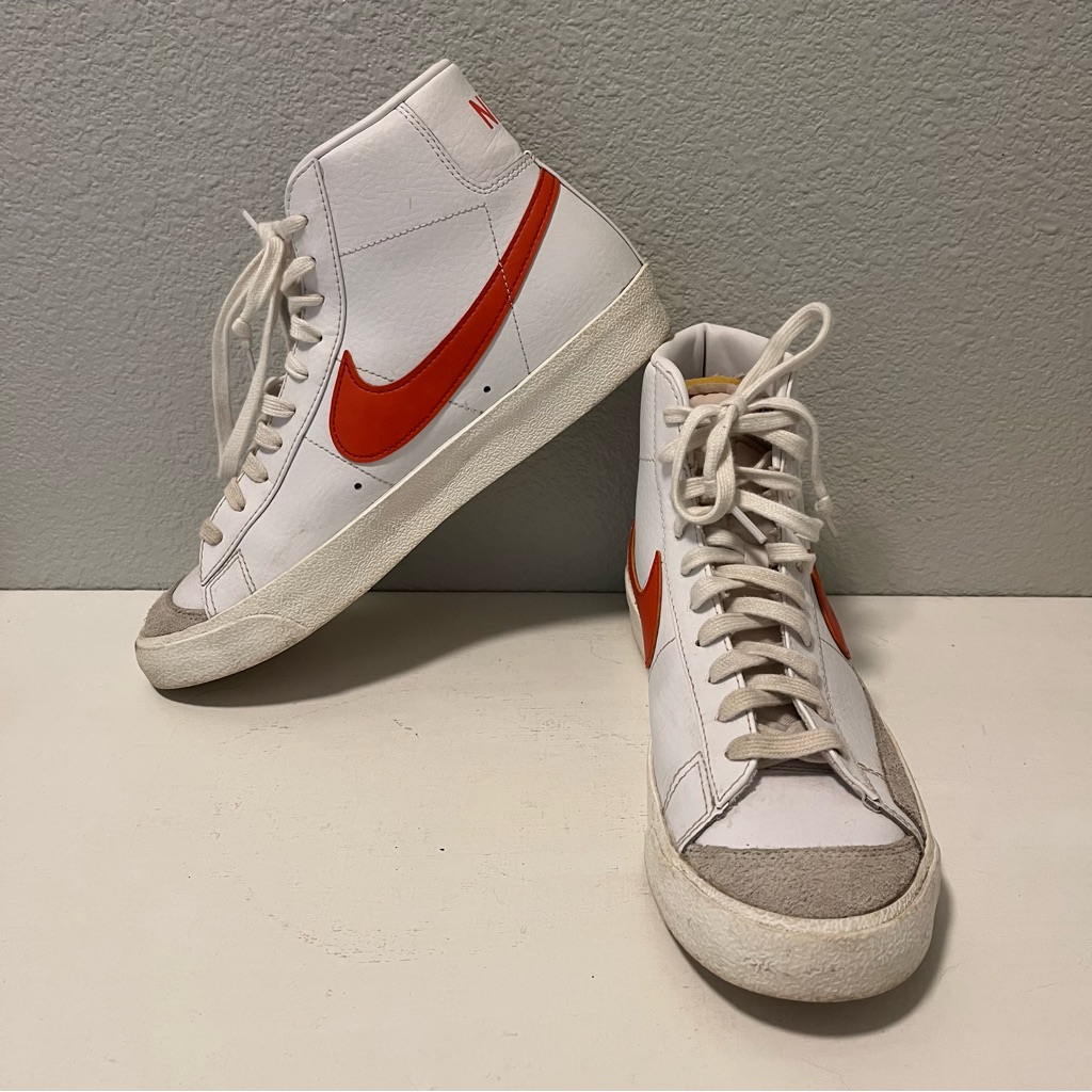 Nike Shoes | Vintage Men’s Nike Blazer Mid 77 Shoes Size 9 White Orange Gift Collectable | Color: White | Size: 9