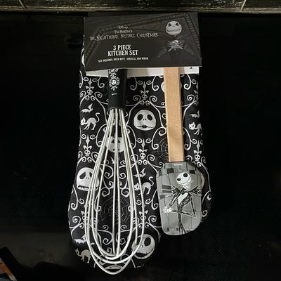Disney Kitchen | The Nightmare Before Christmas Kitchen Set Disney Oven Mitt Spatula Whisk Jack | Color: Black/White | Size: Os