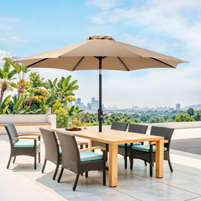 Patio Umbrella, 9 FT Outdoor Umbrellas Waterproof for Pool Table Deck Porch Yard Garden, Market Umbrella with 8 Sturdy Ribs